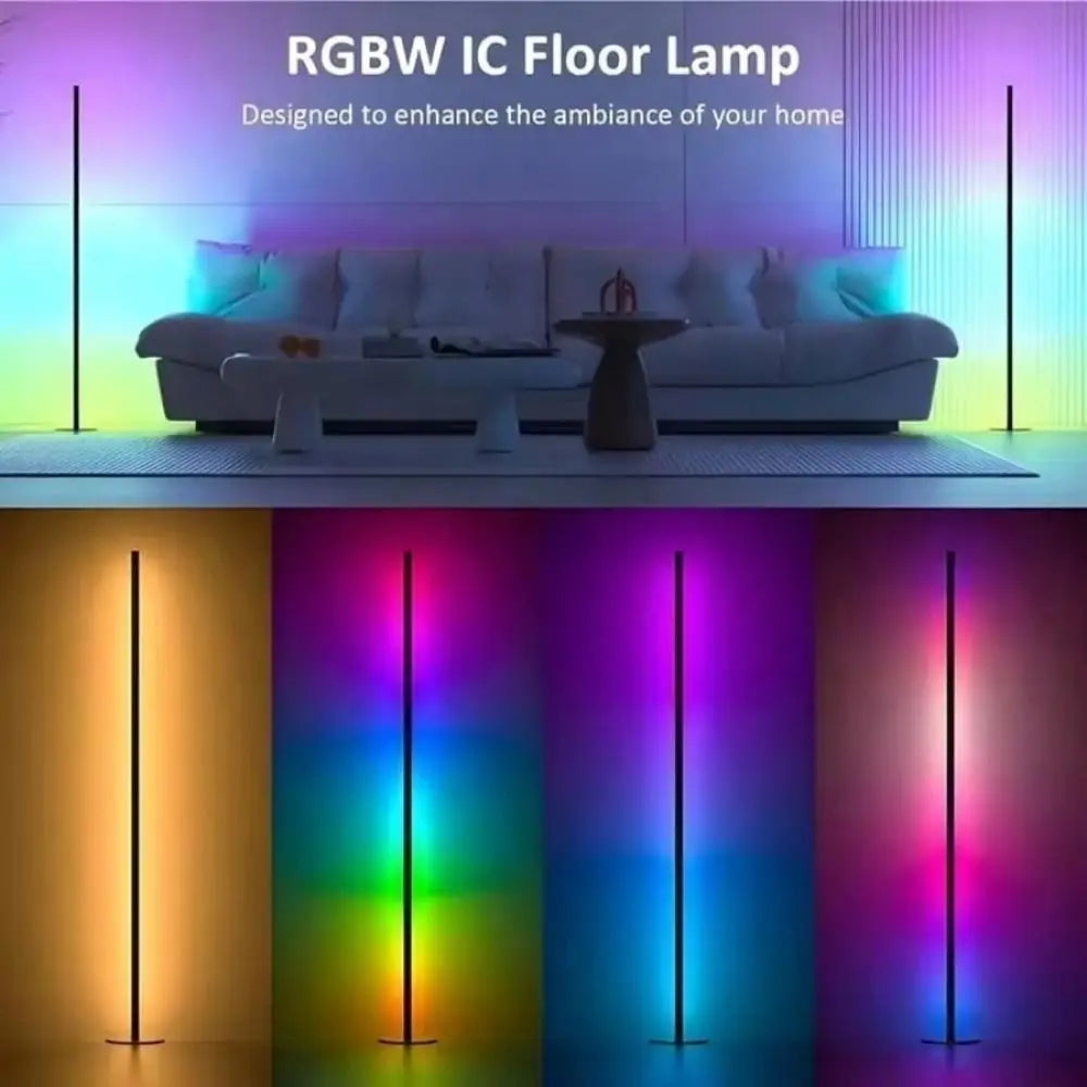 Remote Control Smart LED Floor Lamp Music Sync Dual Control Modes Corner Lighting Timer Function APP Control RGB Floor Lamp