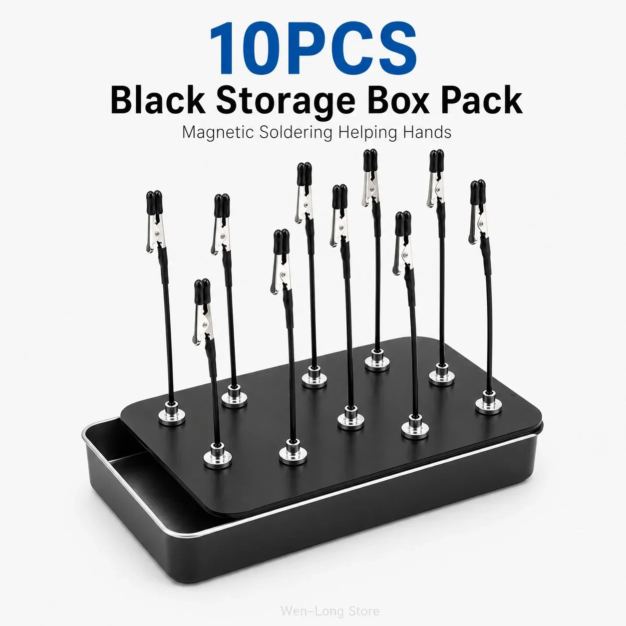 10PCS Magnetic Soldering Helping Hands, Flexible PCB Holder with Alligator Clips & Storage Box for Electronics Repair DIY