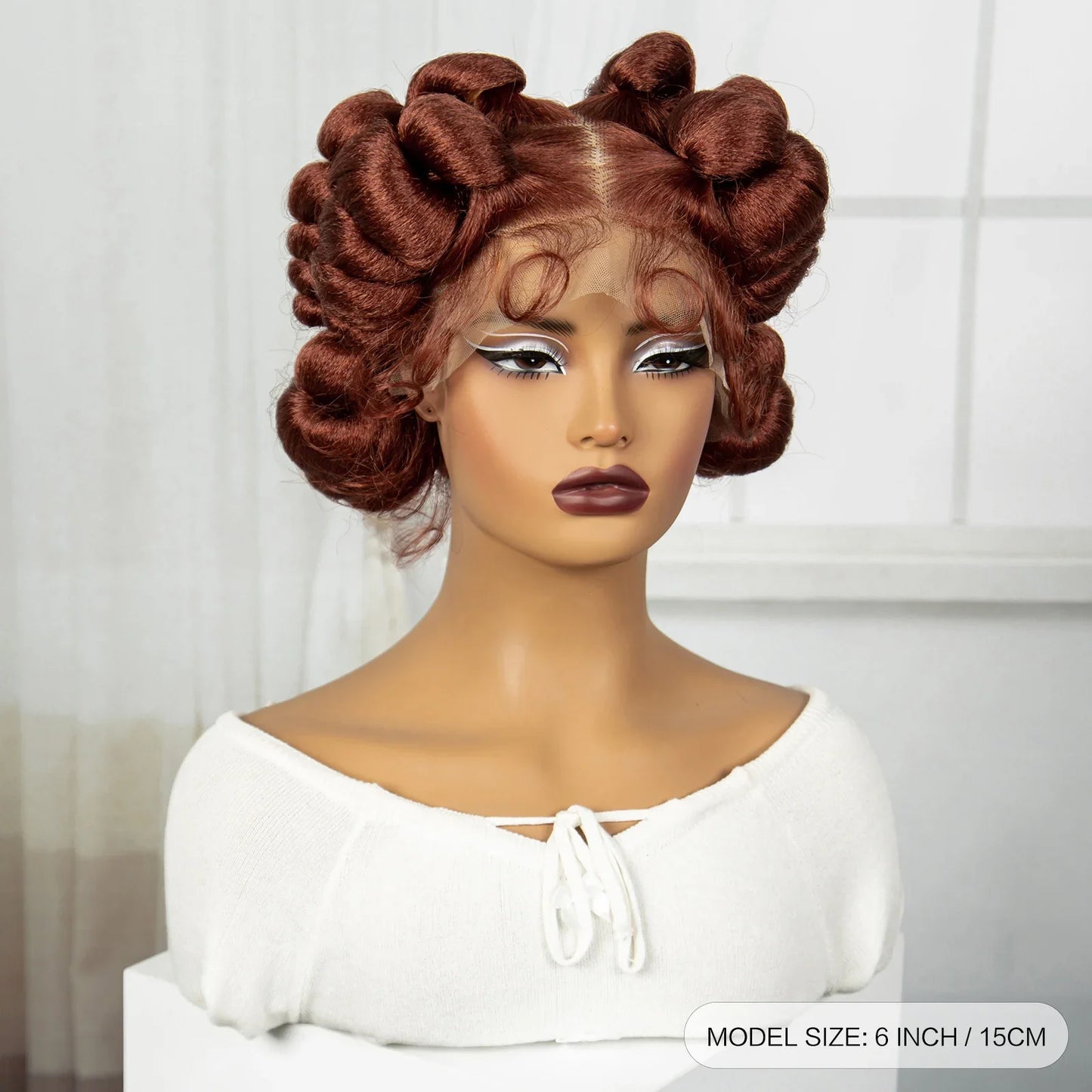 Ginger Full Lace Handmade Bantu & Dreadlock Braided Wig with Baby Hair | Synthetic Braided Wig for Black Women