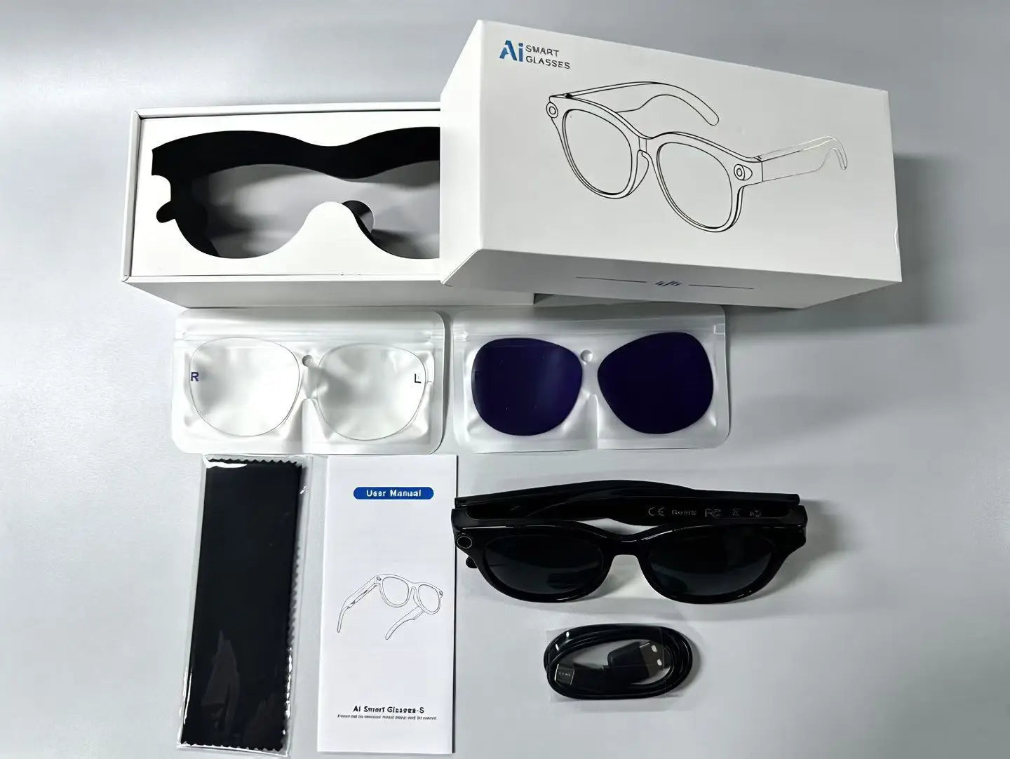Lenovo 2026 New 8K AI Translation AI Smart Glasses Bluetooth Calling Music Player Camera Control Anti Blue Light Sunglasses