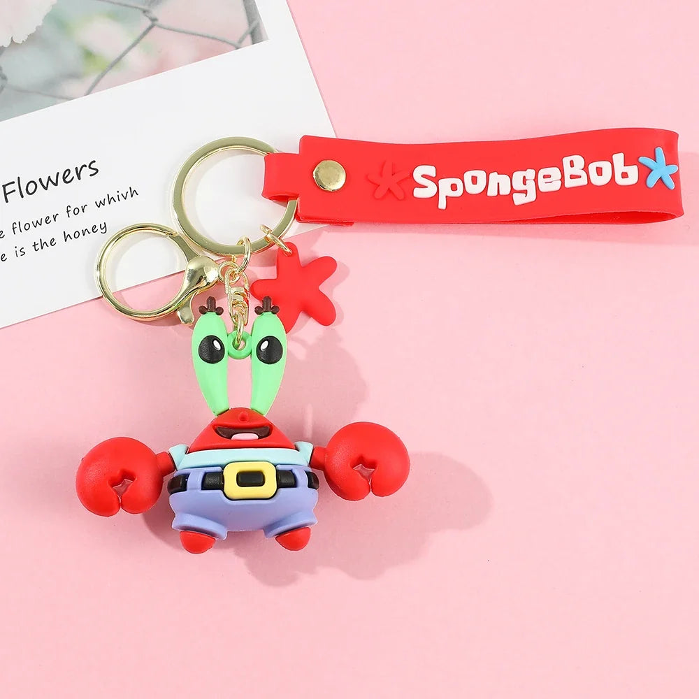 Anime Spongebob Squarepants Keychain Patrick Star Krabs Gary Sandy Kawaii Toys keychain Christmas gift bag Birthday Gift For Kid