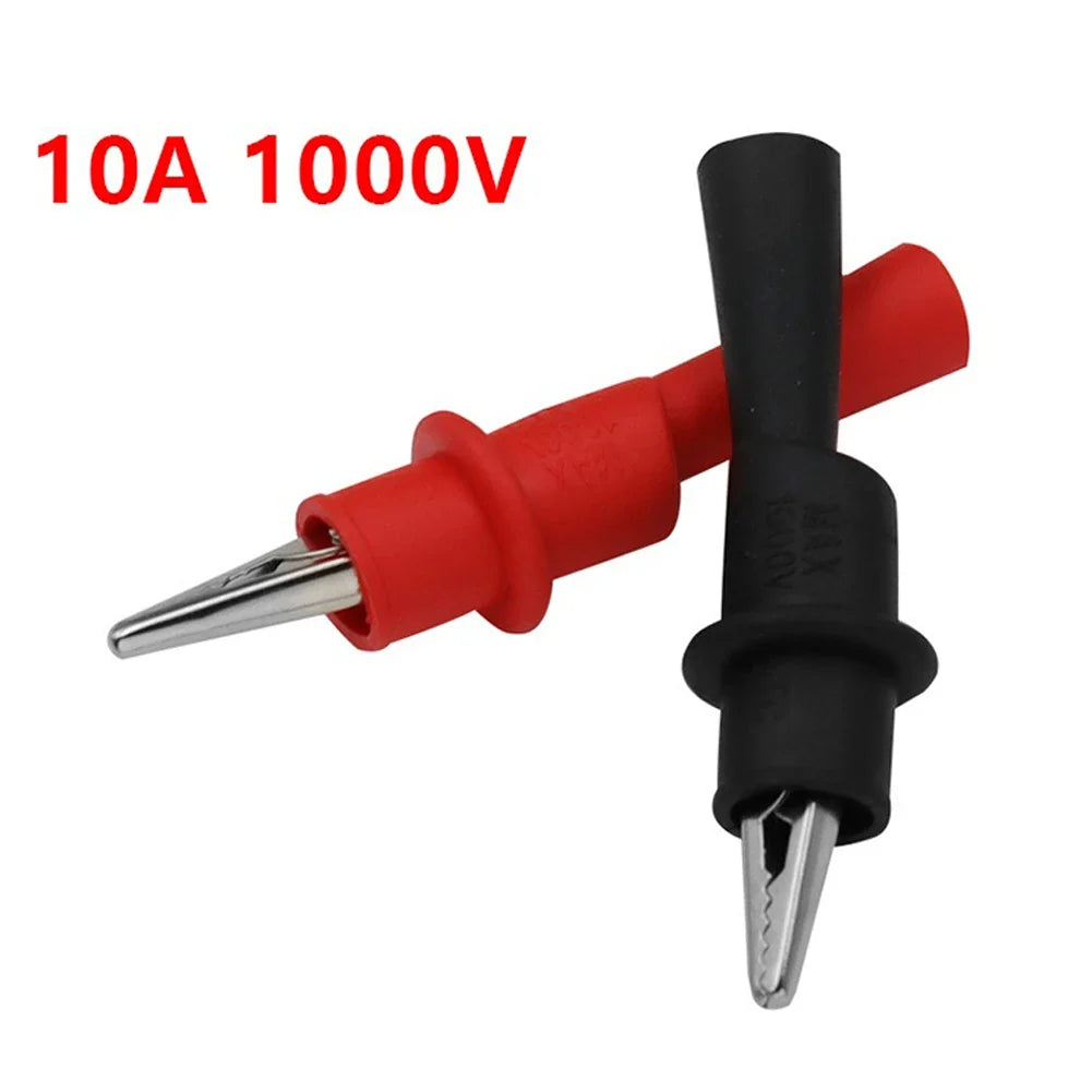 2pcs Red+Black Wire Tips Test Clip Clamp For Multi-Meter Tester AC DC 10A 1000V Multimeter Tool Accessories