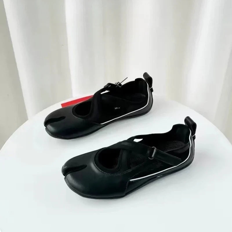 Cross Split Toe Mary Jane Single Shoes Women 2026 New Versatile Flat Ballet Casual Shoes