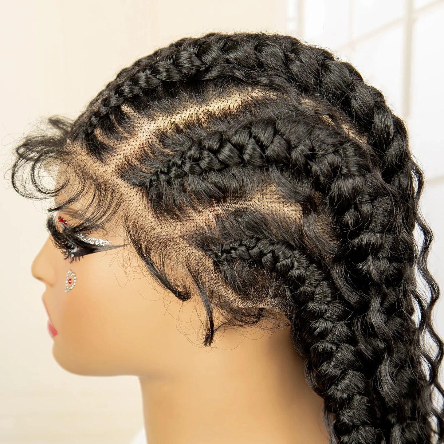 Boho Cornrow & Knotless Box Braids Wig | Full Lace | Kanekalon Hair | Women's Braided Wig