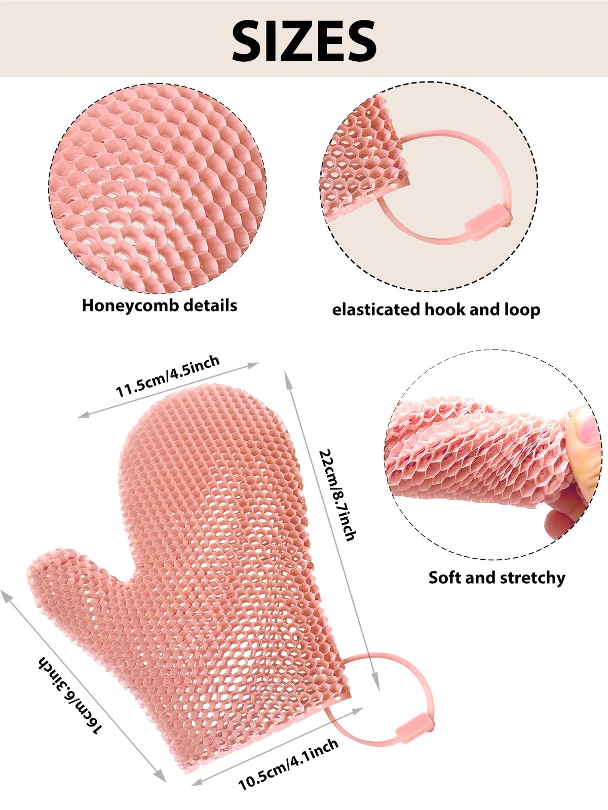 Exfoliating Shower Glove with Colorful Honeycomb Weave and TPU High Elasticity Antibacterial Material - Gentle, Safe and Durable