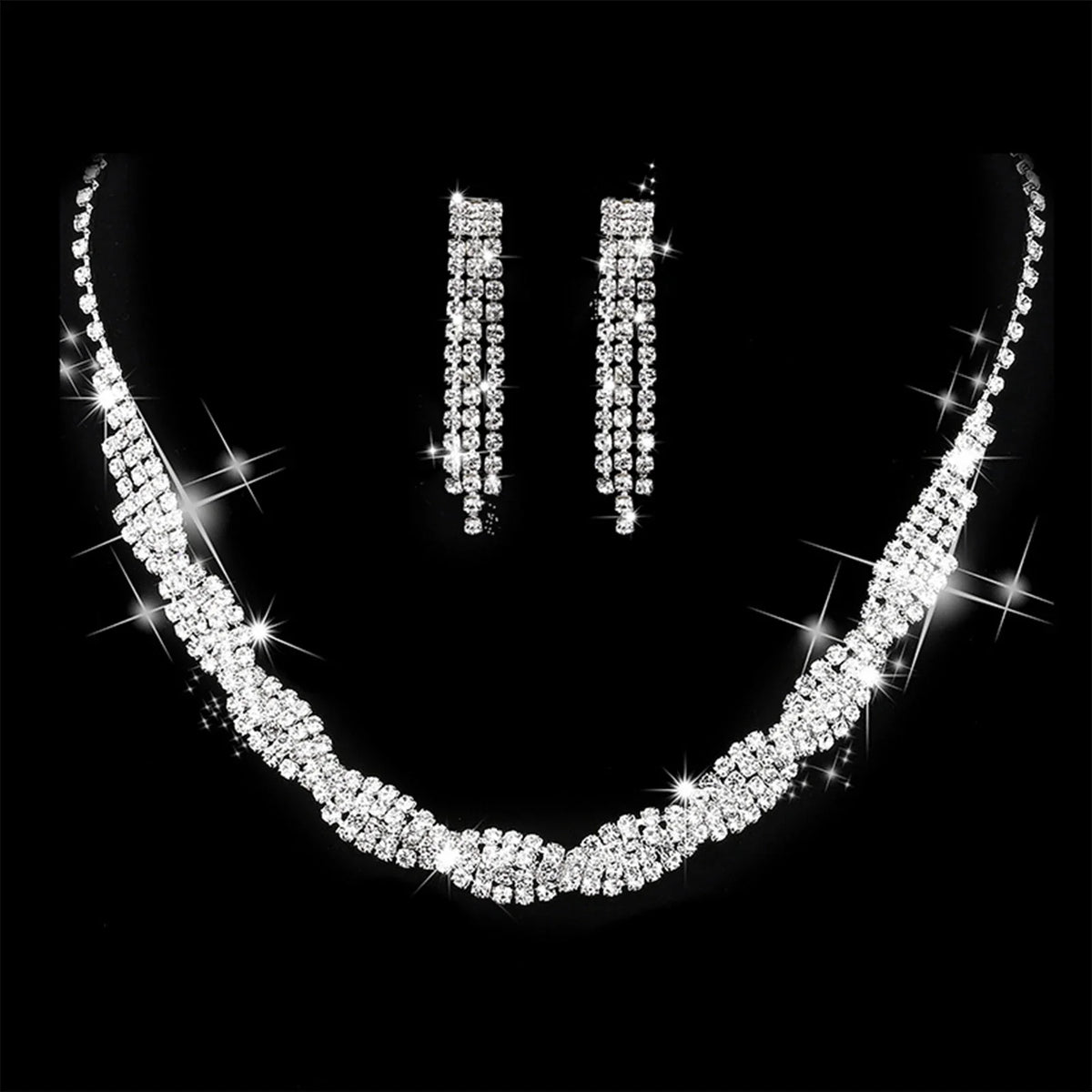 Women's Necklace Earrings Set Zircon Dangle Earrings Set Exquisite Wedding Party Jewelry Set for Anniversary Mother's Day Gift