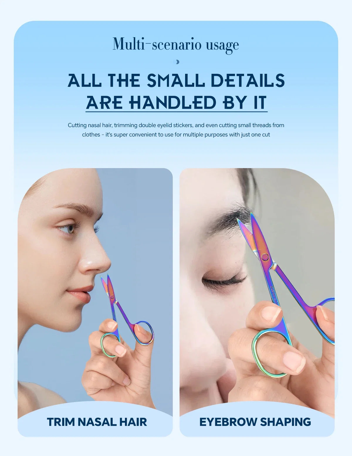 1 PCS Multi-purpose Small Beard Scissors Eyebrow Scissors Colorful Trimming Tool for Nails & Cuticle