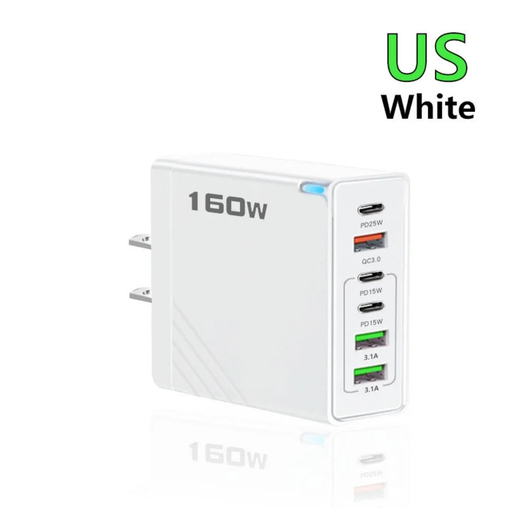 160W USB C Charger Fast Charging PD QC3.0 Wall Charger Adapter For iPhone 16 Samsung S24 Xiaomi Huawei Multi Ports Phone Charger