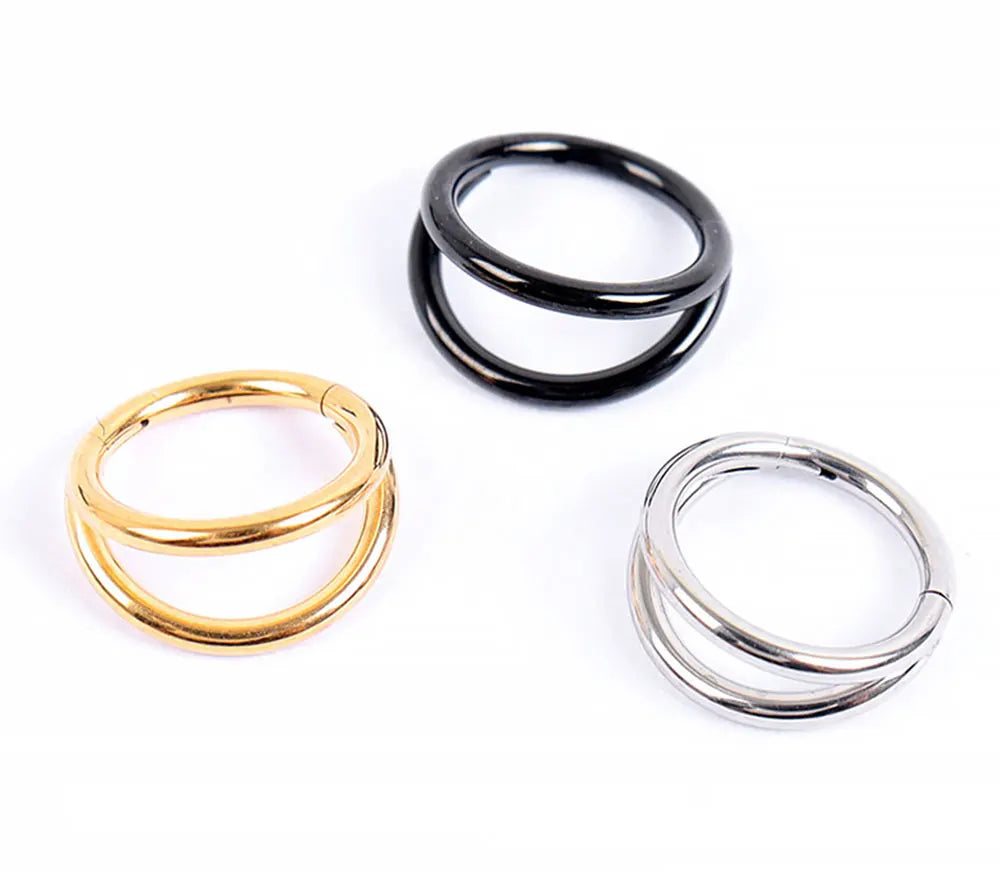 Double Septum Rings Nose Rings Hoops Cartilage Hoop Earring Piercing Nose Open Stacked Hoop Nose Rings 16G 18G 20G 6/8/10mm