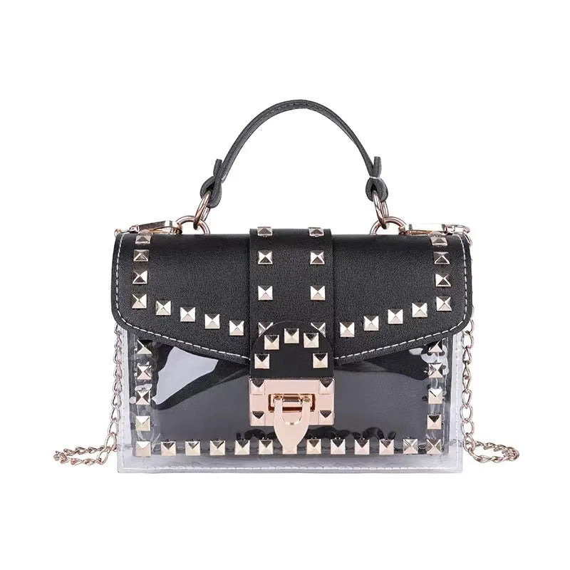 Brand Women's Studded Graffiti Crossbody Bags | Fashion Shoulder Bag for Ladies (Luxury Designer PVC Handbags & Messenger Satchel)