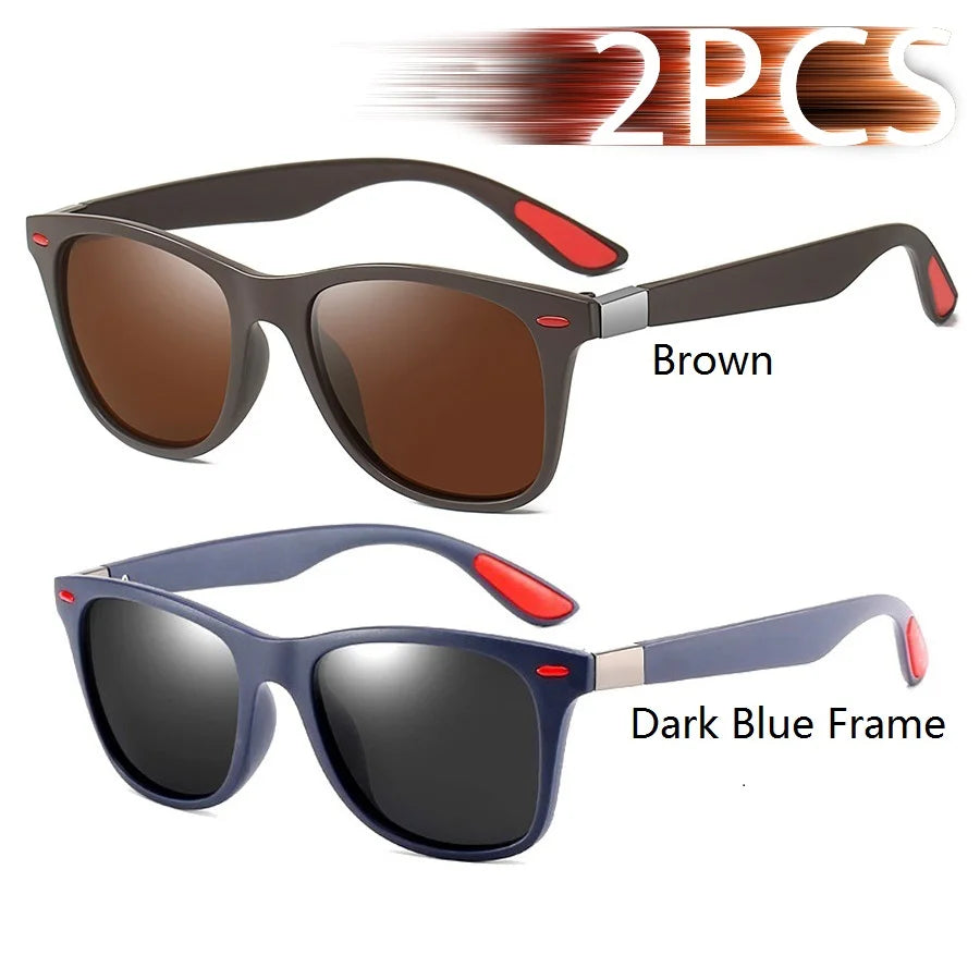1-2-3PCS Fashion Vintage Square Unisex Driving Fishing Sunglasses Men Women Luxury Brand Designer Sun Glasses Anti-Glare Eyewear