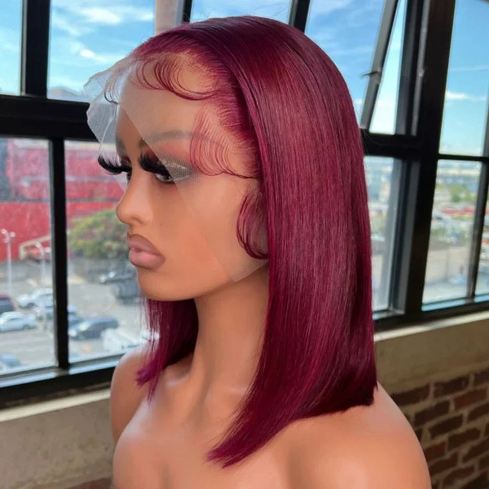 Rebecca #33 Reddish Brown Bob Wig | 13x6x1 T-Part Peruvian Remy Human Hair