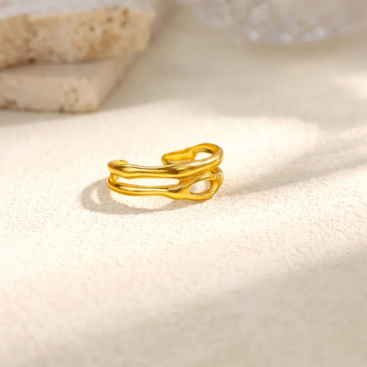 Stainless Steel Geometric Irregular Rings For Women Minimalist Open Adjustable Rings Daily Jewelry Wedding Anniversary Gifts