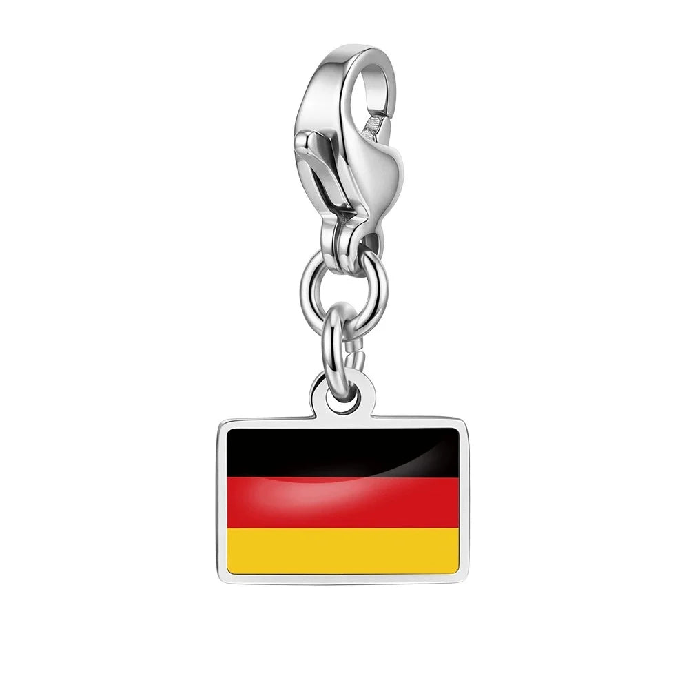 10mm Country Flag Charms Pendant Necklace Bracelet Keychain Bagchain Stainless Steel  Jewelry A Commemorative Gift For A Friend