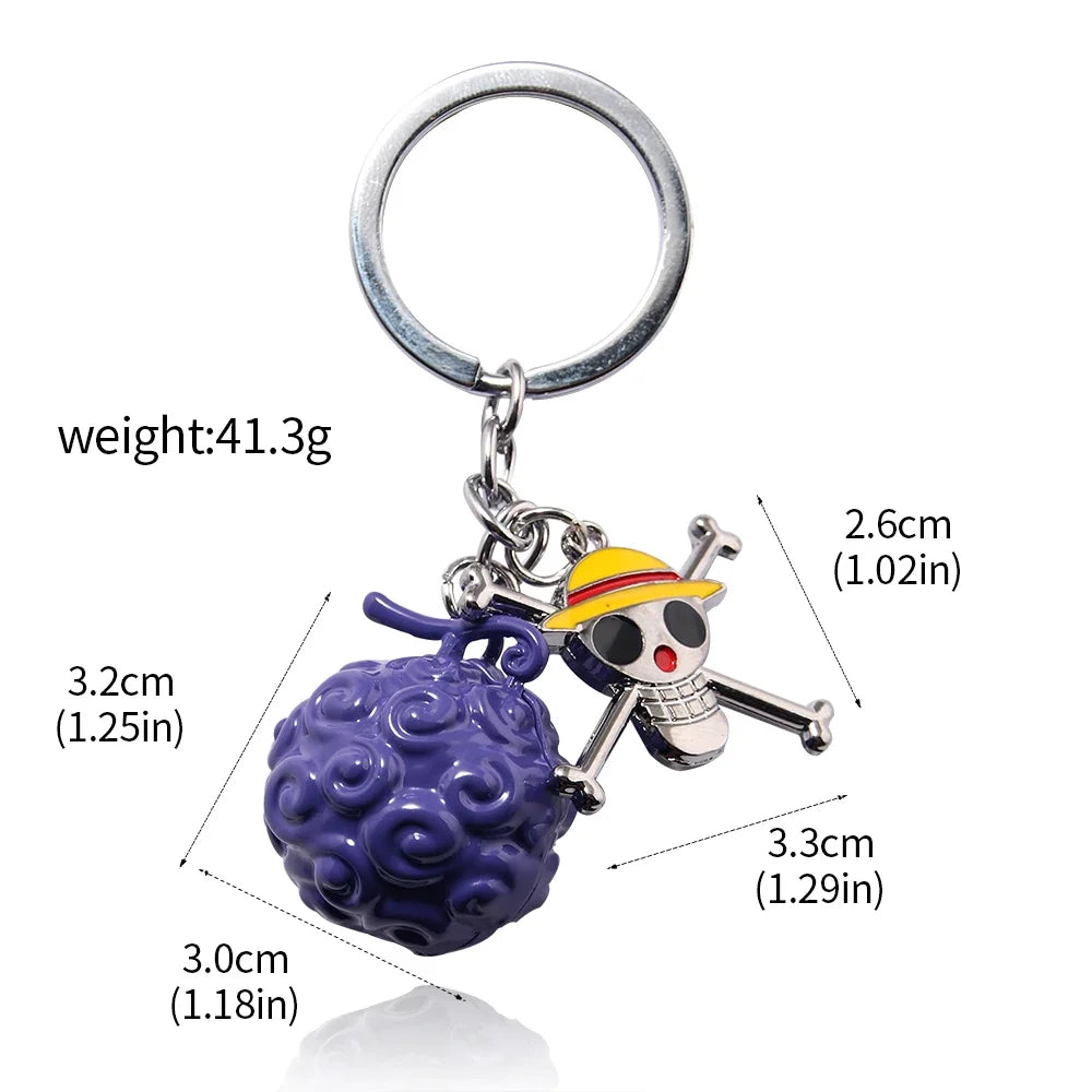 One Piece Luffy Straw Hat Keychain Rotatable Zoro Skull Metal Pendant Role-Playing Decorative Accessories Fan Jewelry Gift