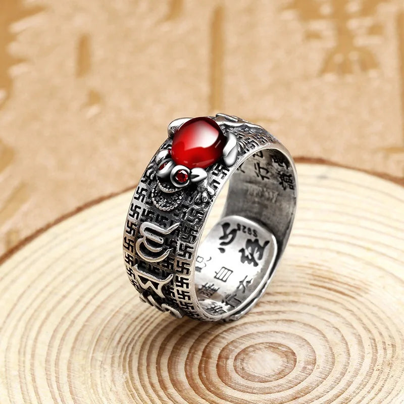 Chinese Feng Shui Pixiu Ring Silver Plated Copper Coins Adjustable Rings for Women Men Amulet Wealth Lucky Jewelry Birthday Gift