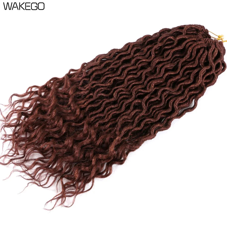 Goddess Faux Locs Crochet Hair | 18" Soft Curly Braids | Ombre Dreadlocks Extensions | 24 Strands/Pack