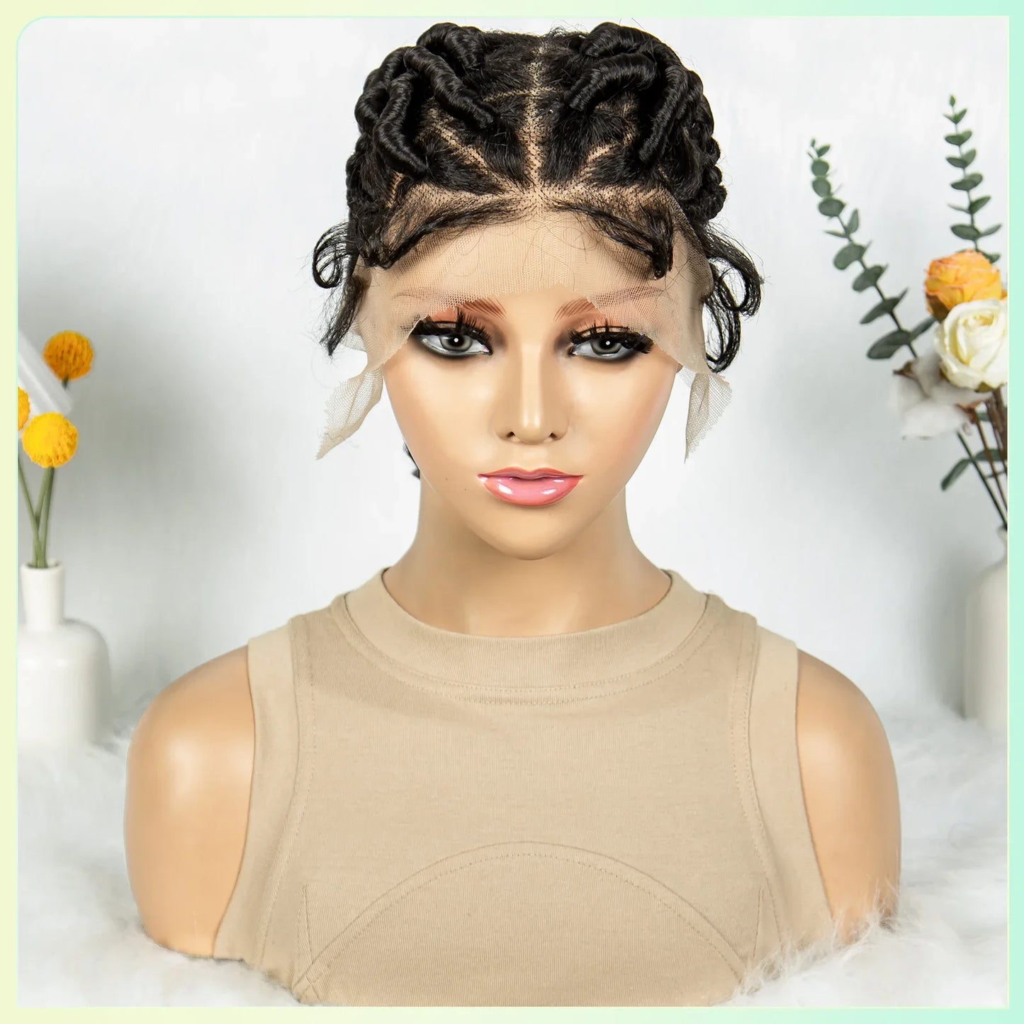 Knotless Cornrow Twist Full Lace Front Wig | Crochet Braids | Transparent Lace | Black Women