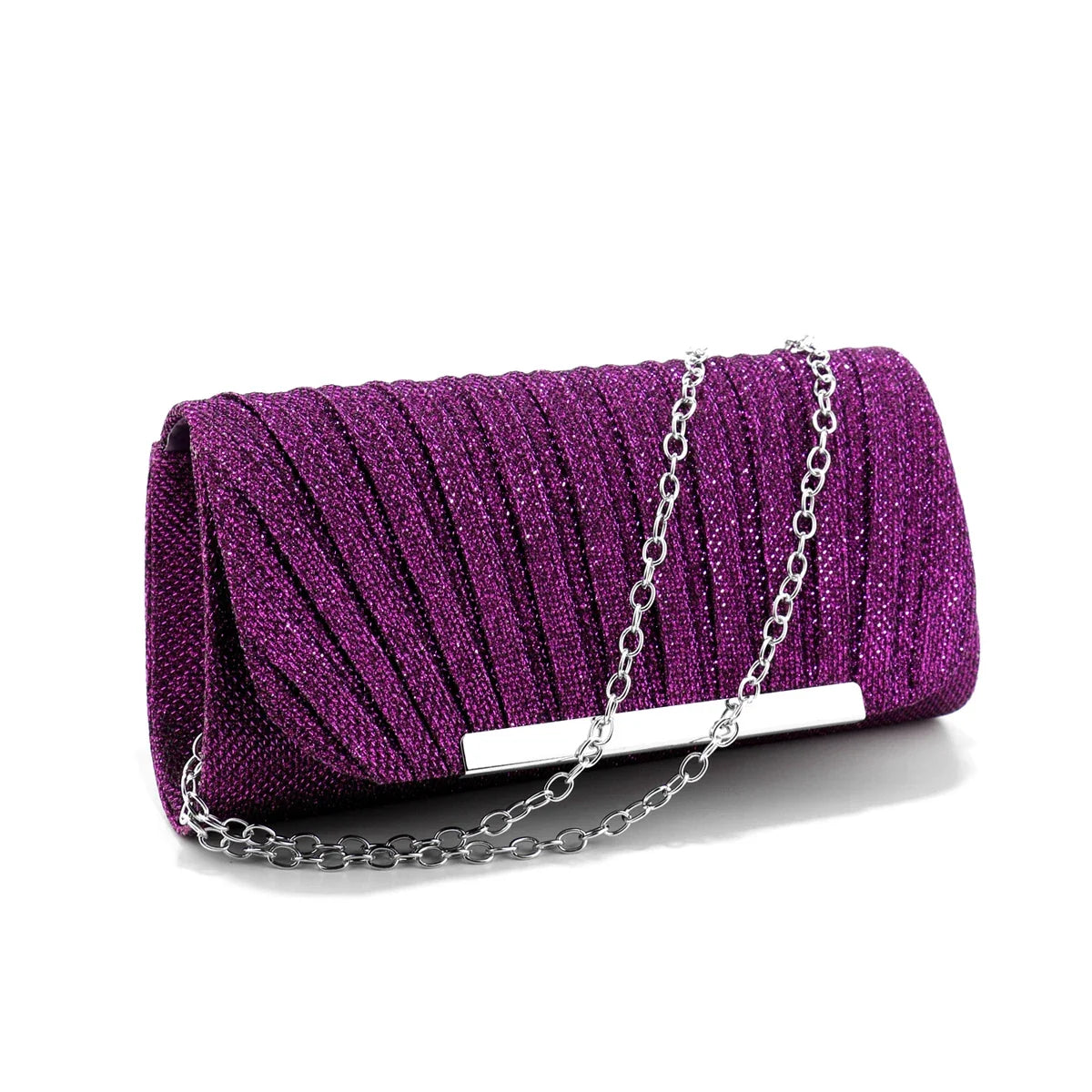 Metal Luxury Women Evening Bags | Ruched Design Sequined Small Envelope Shaped Box Party Wedding Event Handbags Purse