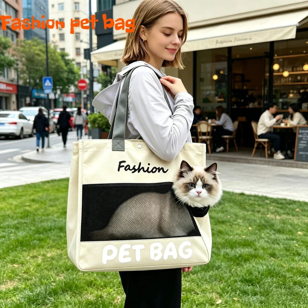 Fashion Portable Pet Tote Bag Breathable Mesh Cat Dog Shoulder Bag Outdoor Travel Handbag Small Puppy Kitten Transport Bag