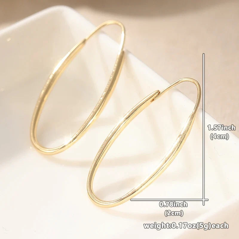 Minimalist Gold Color Dangle Women's Earrings Geometric Oval Party Daily Wear