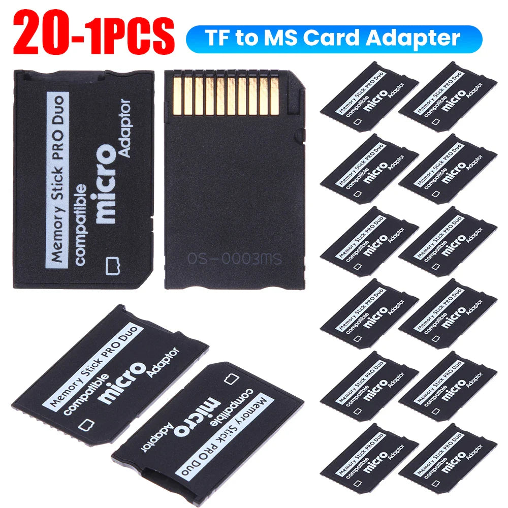 TF To MS Card Mini Memory Stick Card Adapter Plug and Play Card Reader Adapter Replacement Parts Accessories for Pro Duo