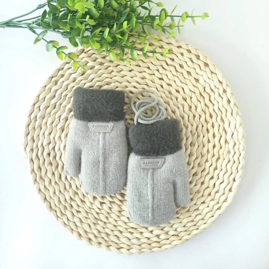 Autumn Winter Thicken Warm Children Gloves Knitting Mittens Baby Mittens Infant Toddler Soft Comfortable Thickened Winter Gloves