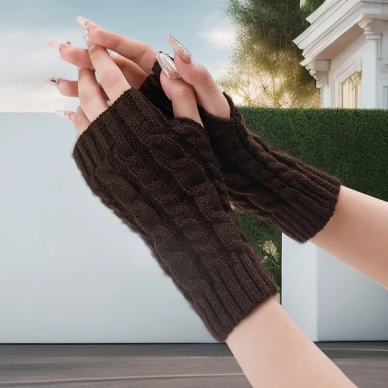 NEW Women Hand Warmer Winter Gloves Fashion Knitting Faux Wool Mitten Warm Fingerless Glove Gants Femme women gloves
