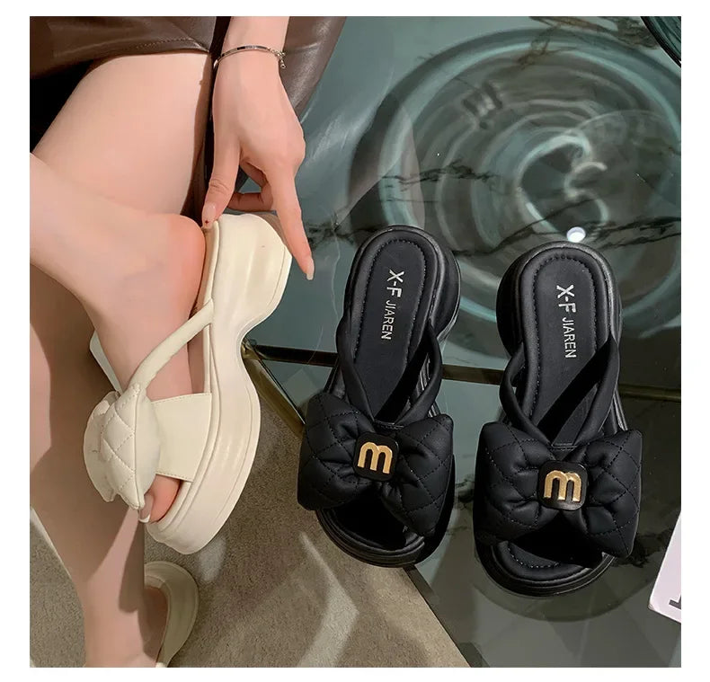 2024 summer New Fashion Women Shoes Slippers Comfortable Platform Shoe High Heels Leisure flower outdoor beach Slipper Women