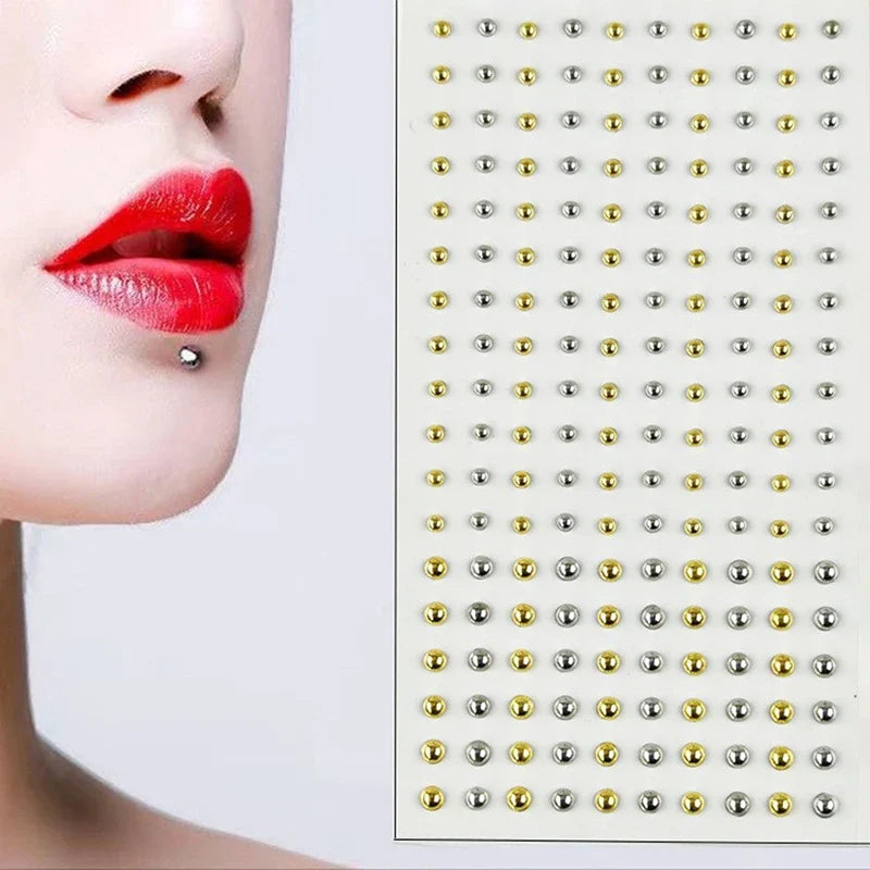 165/180Pcs Sparkly Crystal Nose Studs Set Stick On Rhinestone Body Lip Gems Fake Non Piercing Decoration For Women And Teens