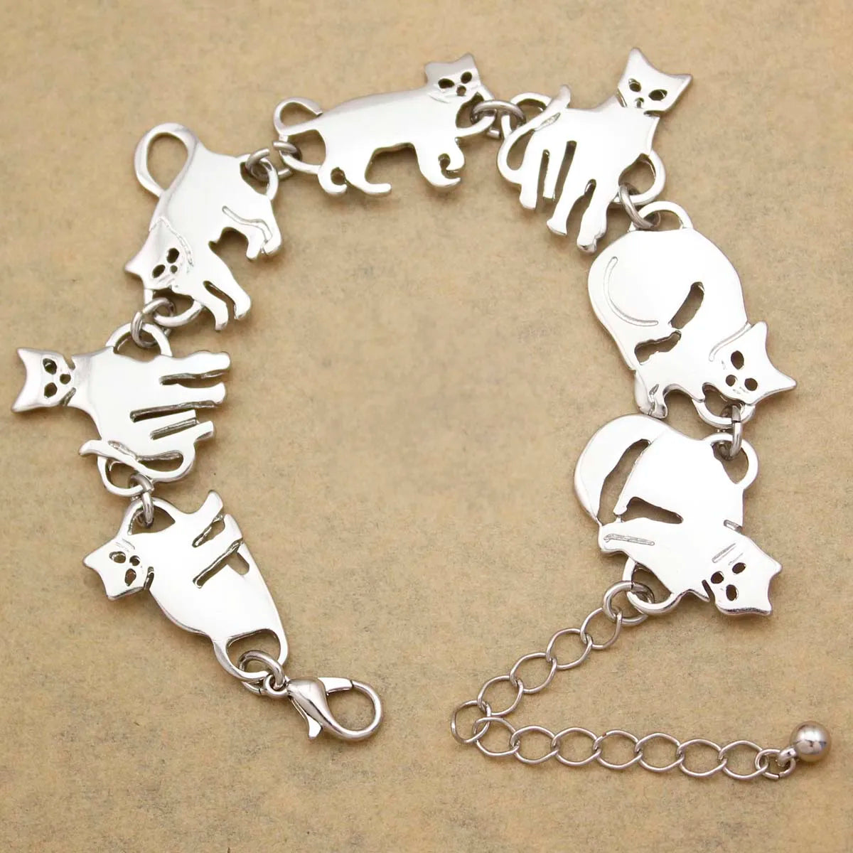 Clearance_Cat Pendant Charm Chain Link Bracelets For Women Cowgirl Cuff Bangles Fashion Jewelry Egyptian Bastet Pulseira Accesso