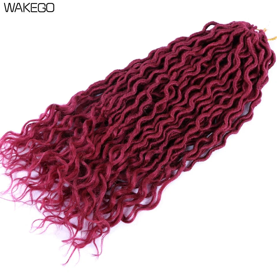 Goddess Faux Locs Crochet Hair | 18" Soft Curly Braids | Ombre Dreadlocks Extensions | 24 Strands/Pack