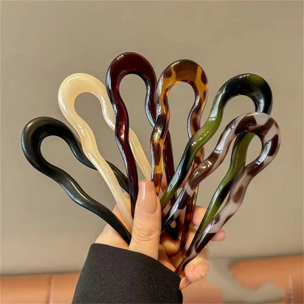 6Pcs  Women Girls Daily Hair Accessories Matte Geometric U-shaped Hair Fork Sticks Fashion Minimalist Updo Headwear