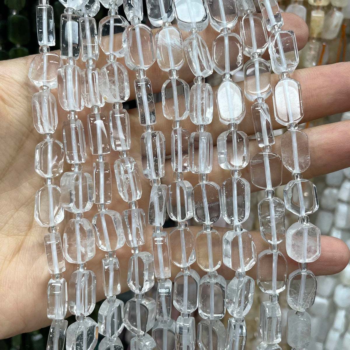 Natural Stone Flat Rectangle Amethyst Lapis Lazuli Quartz Apatite Spacer Beads For Jewelry Making Diy Bracelet Accessorie 8*12MM