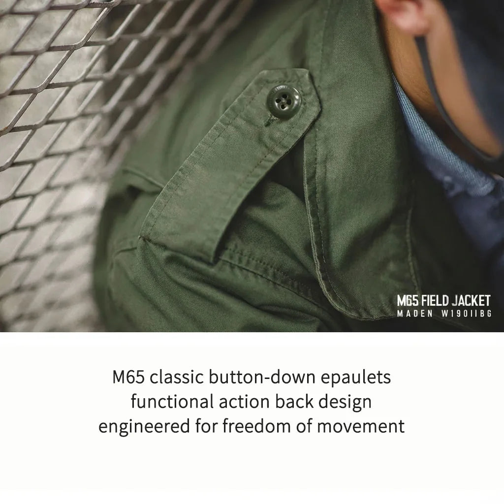 Maden Retro M65 Jackets for Men Green Outdoor Windbreaker Vintage Casual Solid Coat Mens Clothes Multi-Pocket Jacket