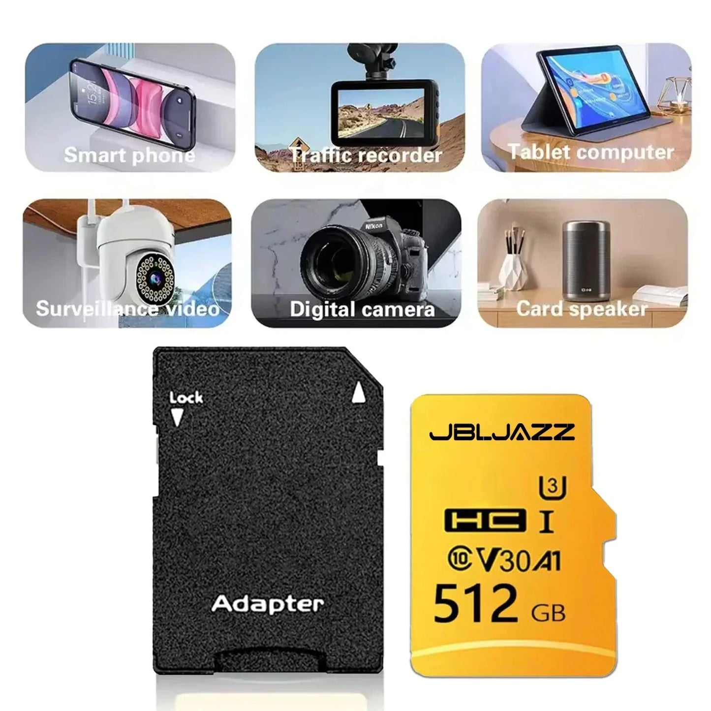 High Speed Micro TF SD Card 128GB 256GB Class 10 U3 V30 Up to 100MB/s for Camera Drone Driving Recorder Waterproof Memory Card
