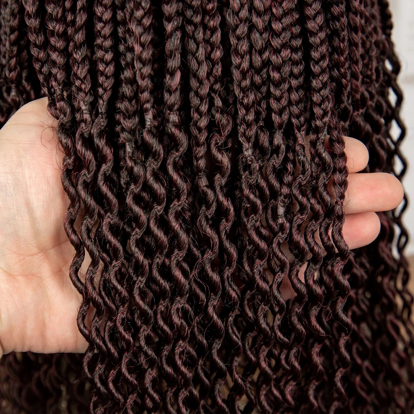Short 14" Bob Braided Wig | Curly Knotless Box Braids | Synthetic Machine Made Wig | For Black Women