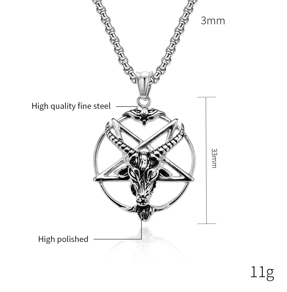 DARHSEN Men Stainless Steel Statement Pendant Necklace Baphomet Goat Satanic Satan Demon Devil Fashion Jewelry