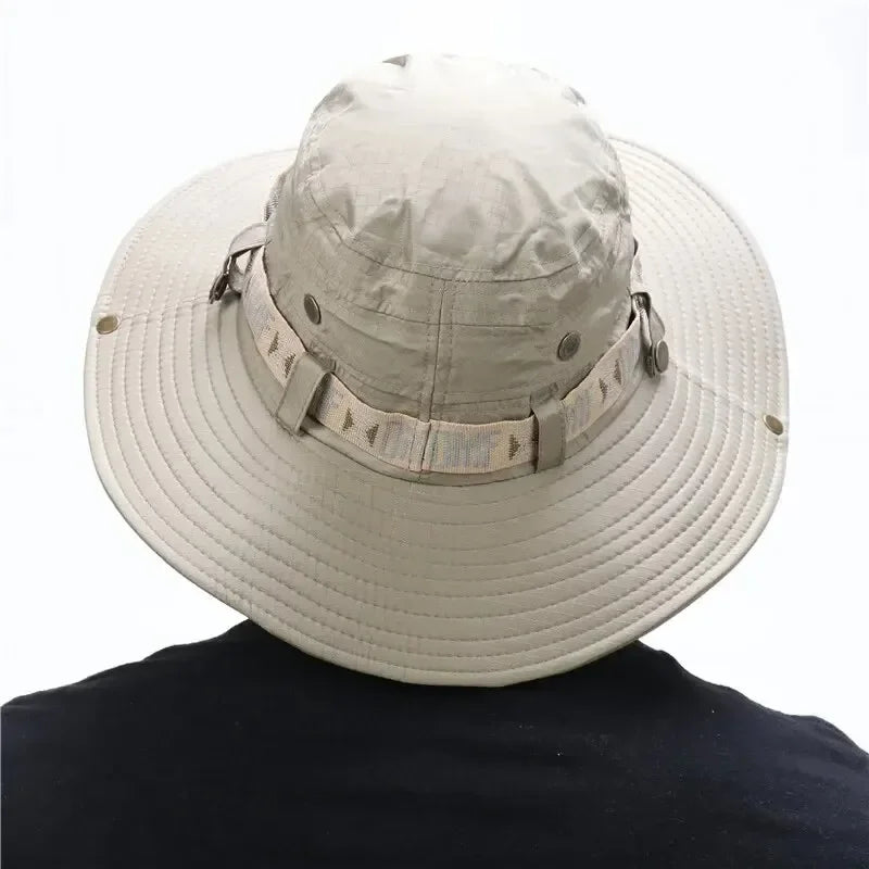 1Set bucket hat Summer Men UV Protection Hiking Beach Sunscreen Cap Bucket Hats Summer Hunting Hat Mesh Fisherman Safari Hat