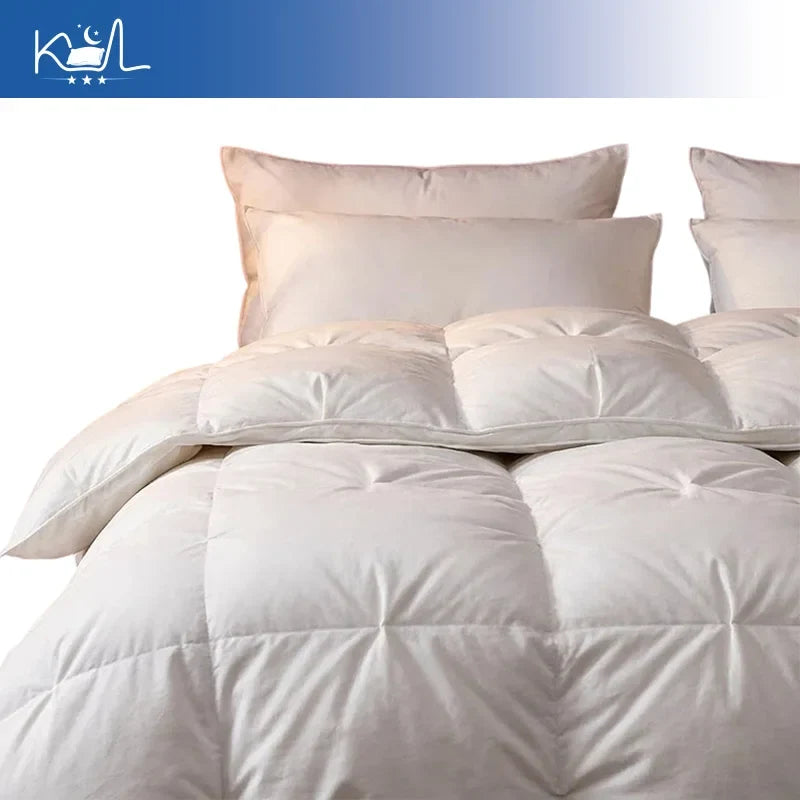 3D Luxury Quilted 100% Premium Goose Down Comforter King Queen Full Size Winter Thick Solid Color Duvet