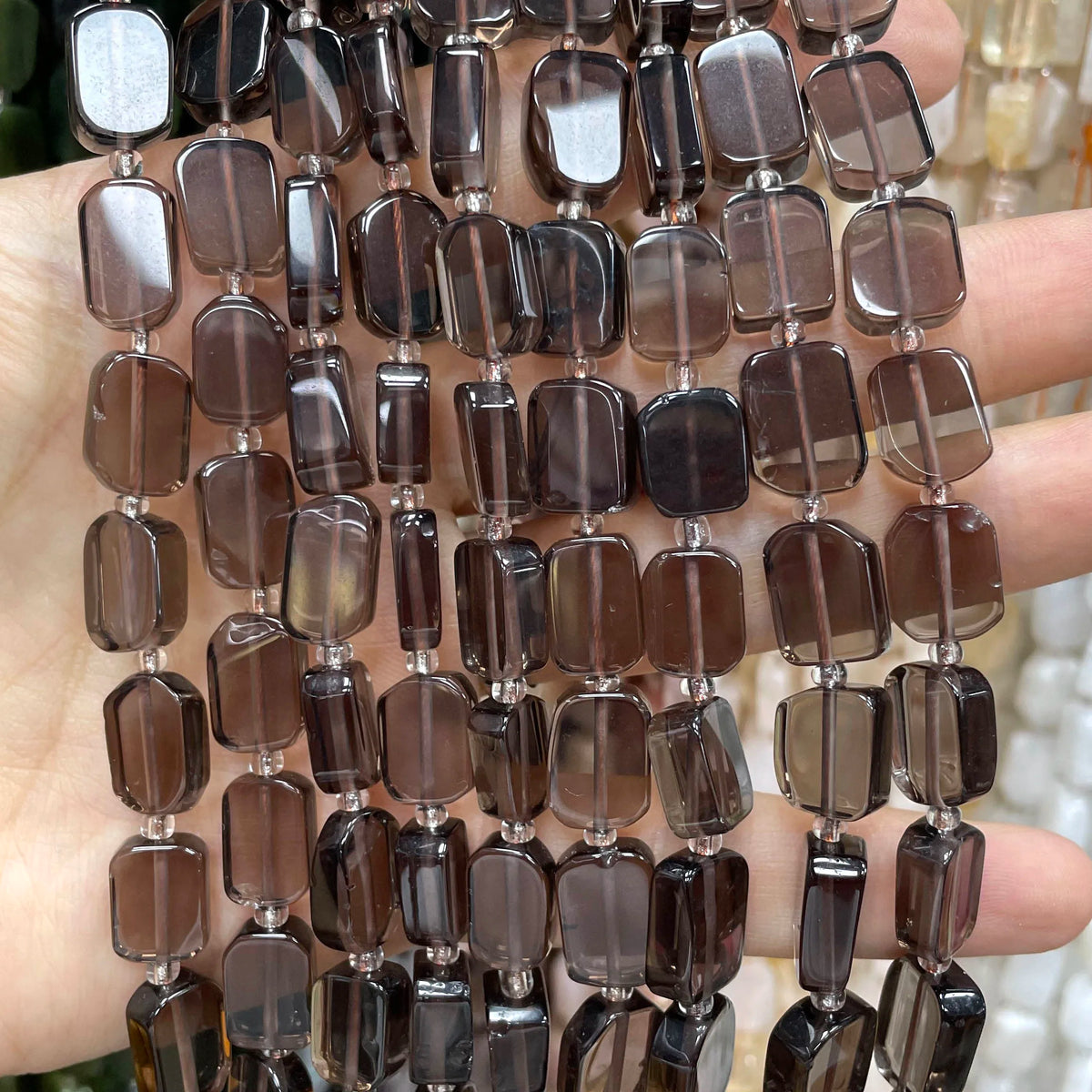 Natural Stone Flat Rectangle Amethyst Lapis Lazuli Quartz Apatite Spacer Beads For Jewelry Making Diy Bracelet Accessorie 8*12MM