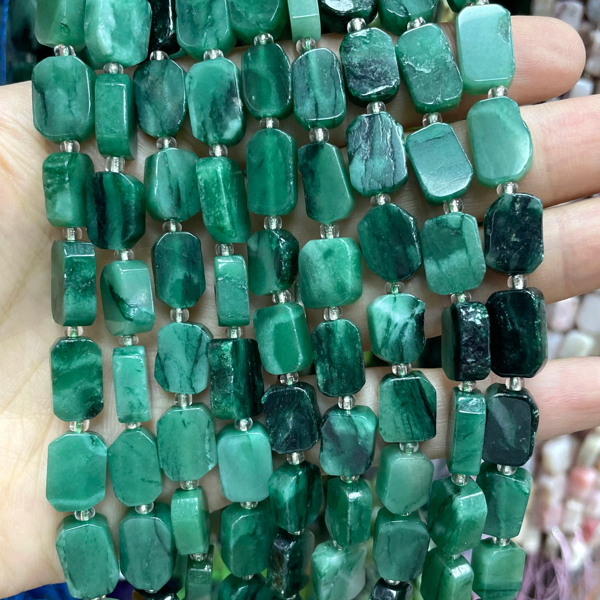 Natural Stone Flat Rectangle Amethyst Lapis Lazuli Quartz Apatite Spacer Beads For Jewelry Making Diy Bracelet Accessorie 8*12MM