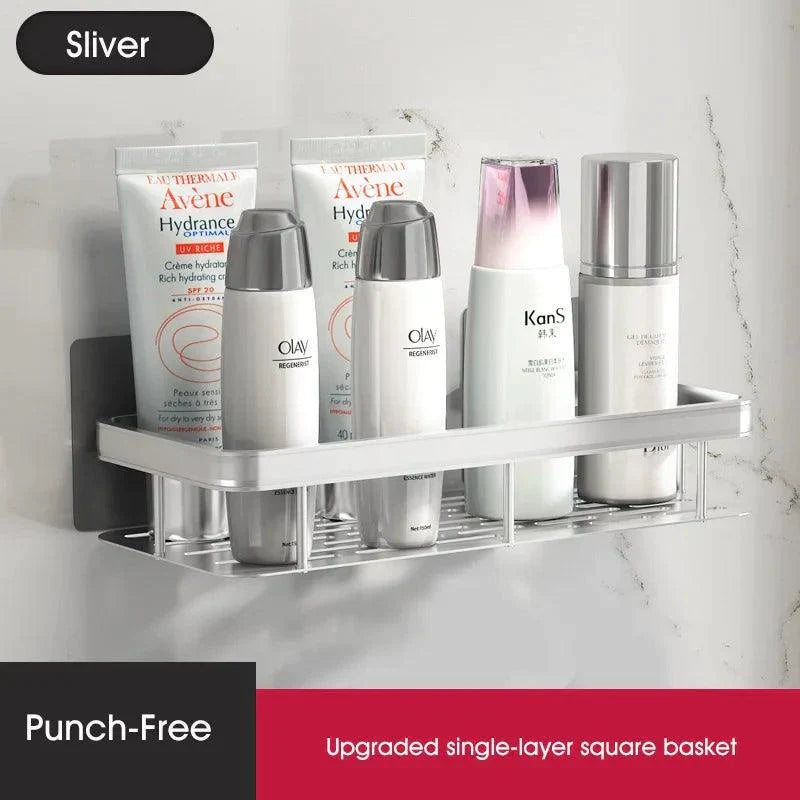Easy Mount Bath Organizer: No-Drill Wall-Mounted Shelves