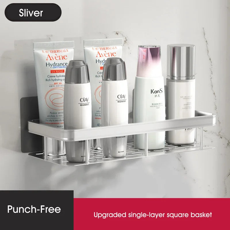 Easy Mount Bath Organizer: No-Drill Wall-Mounted Shelves