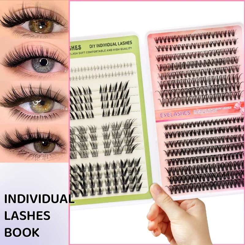 DINGSEN Eyelash Clusters Book Large Capacity Volume Individual Lashes Book Natural Long DIY Cluster Eyelash Extensions Makeup