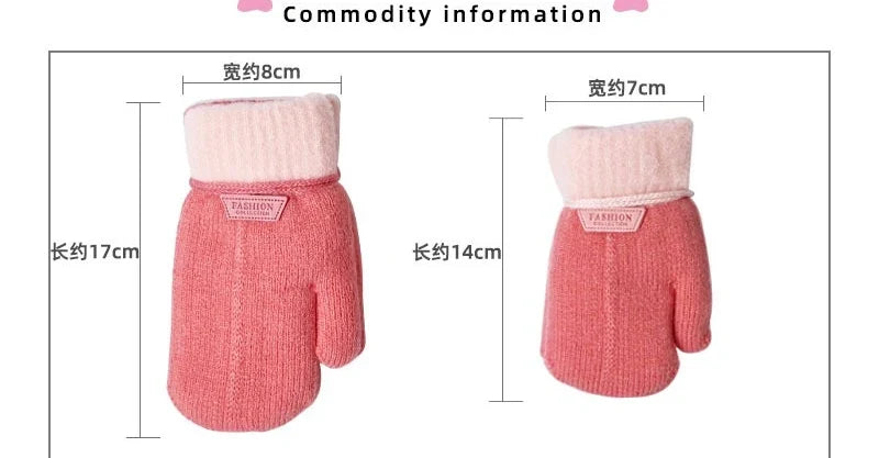 Autumn Winter Thicken Warm Children Gloves Knitting Mittens Baby Mittens Infant Toddler Soft Comfortable Thickened Winter Gloves