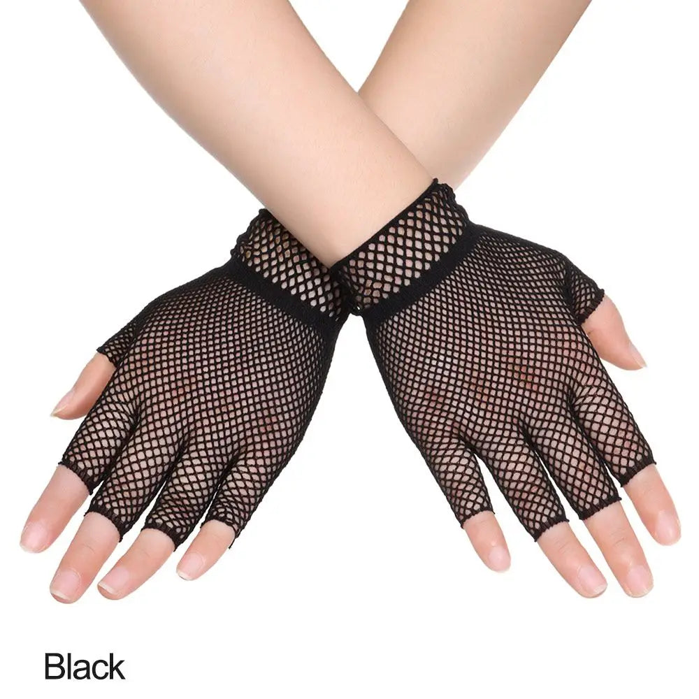 Women Short Lace Hollow-Out Fingerless Gloves Sun Protection Sleeves Mesh Thin Cycling Sexy Mittens Half Finger Handschoenen