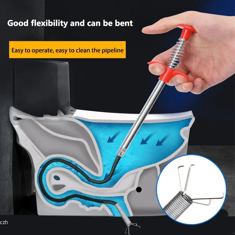 58-60cm Spring Drain Snake Pipe Dredging Tools Kitchen Clog Remover Bending Si Drain Cleaner Sticks Household Cleaning Tool