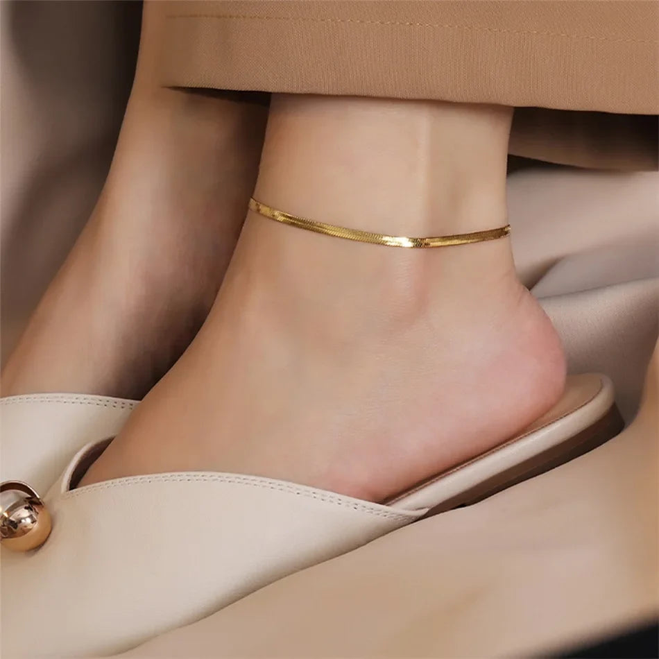 EMANCO 4MM Snake Chain Anklet Womens Beach Chain Stainless Steel Anklet Gift Drop/Wholesale Factory Direct Sales