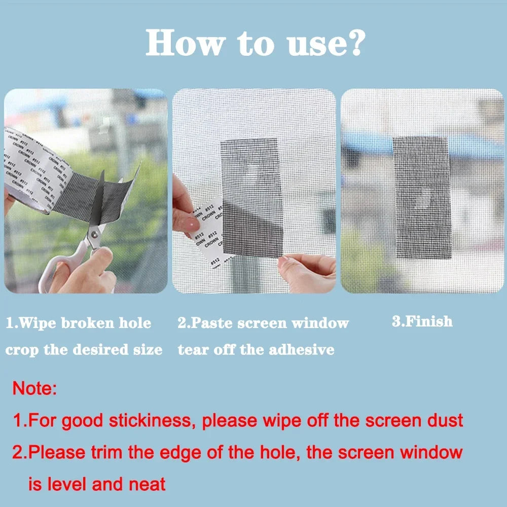 Mosquito Net Windows Anti-Mosquito Mesh Easy-to-Apply Waterproof Window Screen Repair Tape Self-Adhesive Mesh Patch